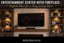 entertainment center with fireplace