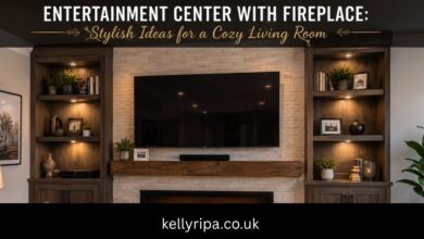 entertainment center with fireplace