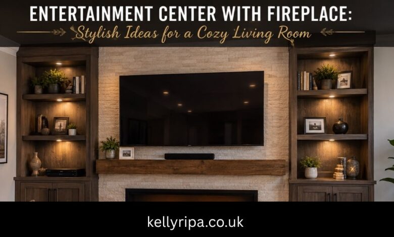 entertainment center with fireplace
